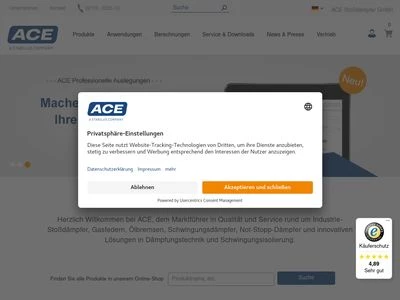Website von ACE Stoßdämpfer GmbH
