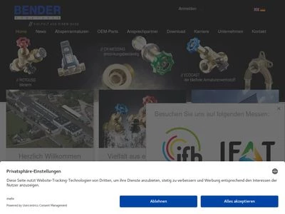 Website von BENDER-Armaturen GmbH und Co. KG