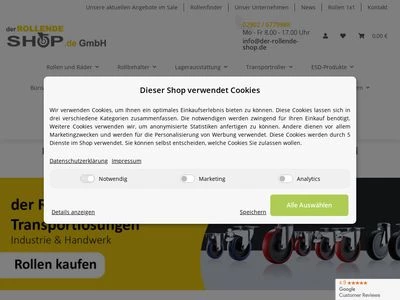 Website von der ROLLENDE Shop.de GmbH