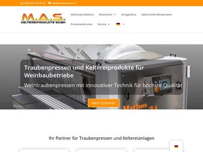 Website von M.A.S. Keltereiprodukte GmbH