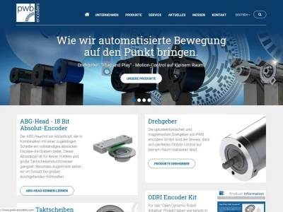 Website von PWB encoders GmbH