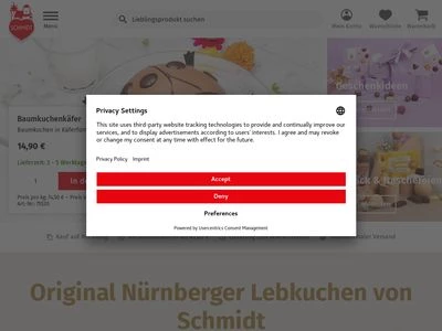 Website von Lebkuchen-Schmidt GmbH & Co. KG