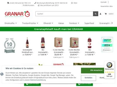 Website von Granar GmbH