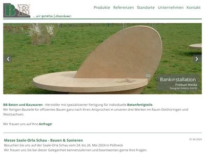 Website von BB Beton und Bauwaren Produktions- und Beteiligungsgesellschaft mbH