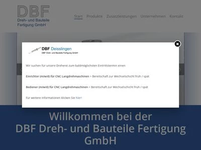 Website von DBF Dreh- und Bauteile Fertigung GmbH