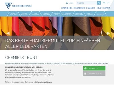 Website von Zschimmer & Schwarz GmbH & Co KG Chemische Fabriken