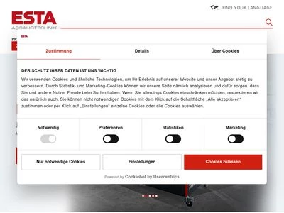 Website von ESTA Apparatebau GmbH & Co. KG