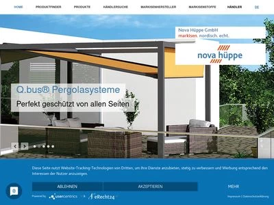 Website von NOVA HÜPPE GmbH - Sonnenschutzsysteme