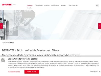 Website von Deventer Profile GmbH