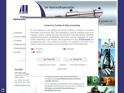 Website von HPT Pable Hydrauliktechnik
