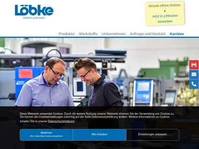 Website von Wilhelm Löbke Federn GmbH