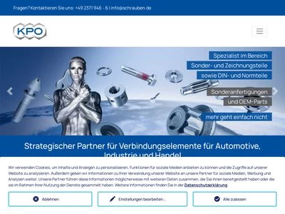 Website von KPO Schrauben und Normteile GmbH