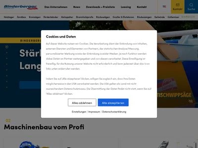 Website von Binderberger Maschinenbau GmbH