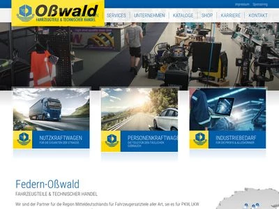 Website von Federn Oßwald Fahrzeugteile & Technischer Handel
