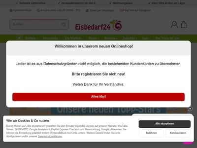 Website von Eisbedarf Scheffer 24 GmbH
