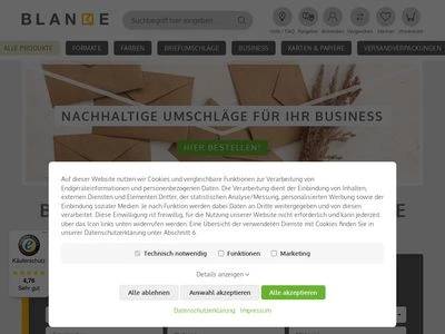 Website von Blanke Briefhüllen GmbH