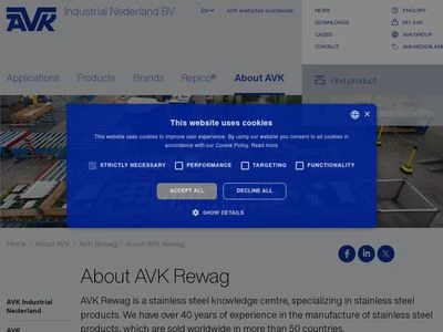 Website von AVK REWAG B.V.