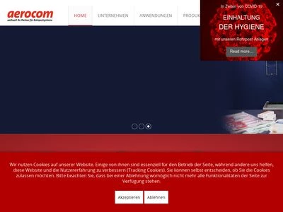 Website von Aerocom GmbH & Co. Communicationssysteme
