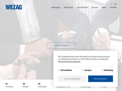 Website von WEZAG GmbH