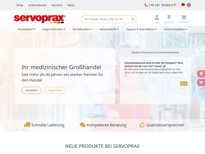Website von servoprax GmbH