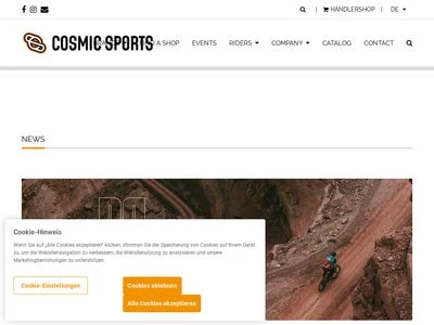 Website von Cosmic Sports GmbH