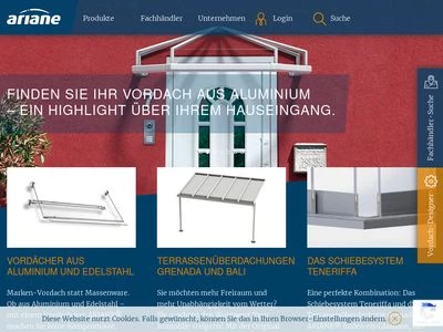 Website von ARIANE Aluminium-Systeme GmbH & CO. KG