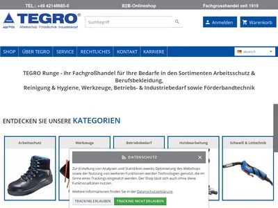 Website von TEGRO Runge GmbH