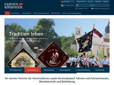 Website von Fahnen Kössinger GmbH