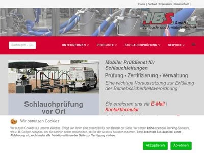 Website von IBS GmbH Schlauch- und Armaturentechnik
