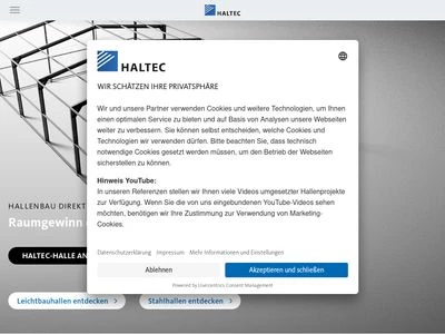 Website von HALTEC Hallensysteme GmbH