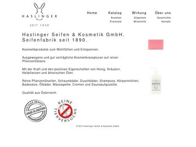 Website von HASLINGER Seifen & Kosmetik GmbH