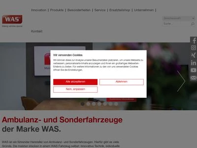 Website von Wietmarscher Ambulanz- und Sonderfahrzeug GmbH