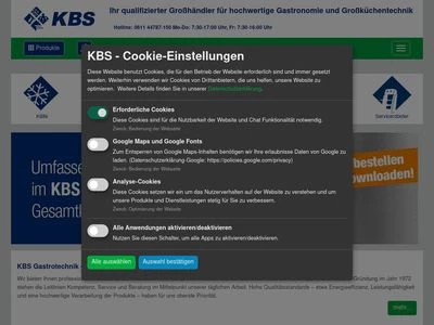 Website von KBS Gastrotechnik GmbH