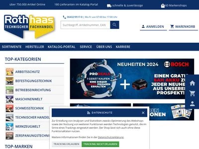 Website von Rothhaas Technischer Fachhandel GmbH