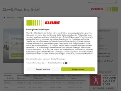 Website von CLAAS Weser Ems GmbH