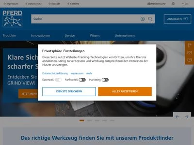 Website von August Rüggeberg GmbH & Co. KG - PFERD Werkzeuge
