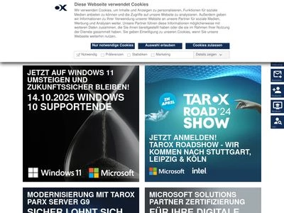 Website von TAROX AG