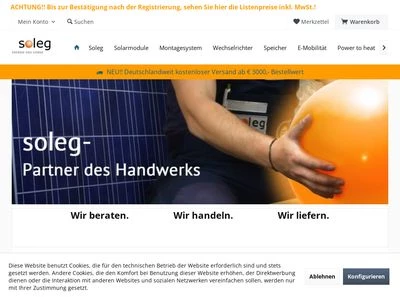 Website von soleg GmbH