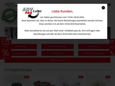 Website von ADV PAX Lutec GmbH