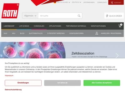 Website von Carl Roth GmbH + Co. KG