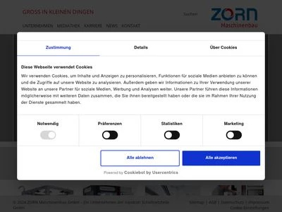 Website von ZORN Maschinenbau GmbH