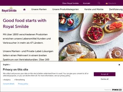 Website von Smilde Foods BV