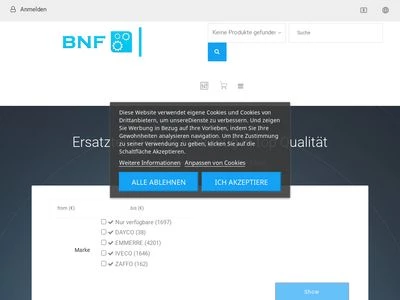 Website von Barbinger Nutzfahrzeug Teile GmbH