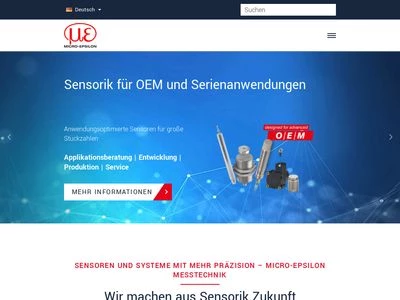 Website von MICRO-EPSILON MESSTECHNIK GmbH & Co. KG