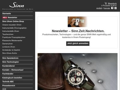 Website von Sinn Spezialuhren GmbH