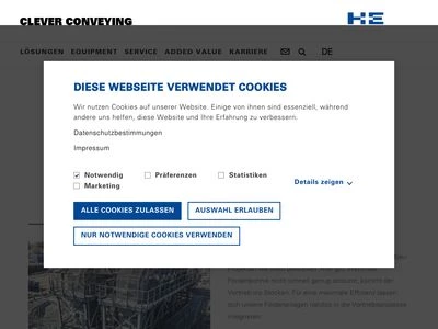 Website von H + E Logistik GmbH