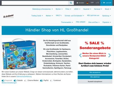 Website von HL-Handelsgesellschaft mbH   - Großhandel