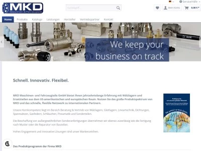 Website von MKD Maschinen- & Fahrzeugteile Vertriebs GmbH
