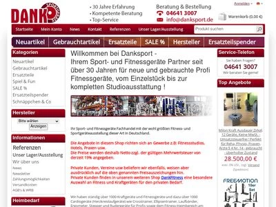 Website von Dank Sportgeräte GmbH
