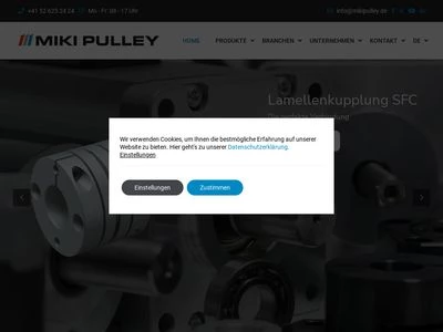 Website von Miki Pulley Europe AG